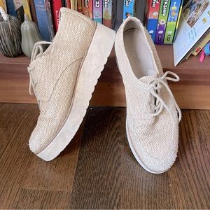 Vince Zina chunky platform sole straw weave lace up shoe